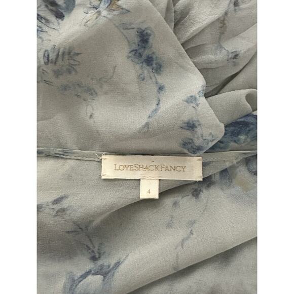 LoveShackFancy Angie Silk Floral Sweetheart Maxi Dress in Celestia Blue Size 4 - Picture 11 of 14